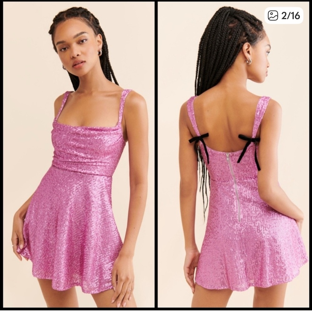 For Love And Lemons Glittering Pink Mini Dress